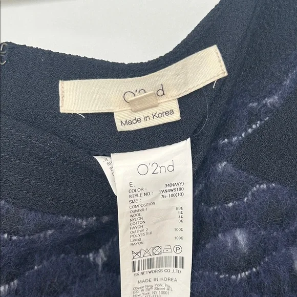 O'2nd Wool Navy Textured Mini Skirt - Picture 2 of 10